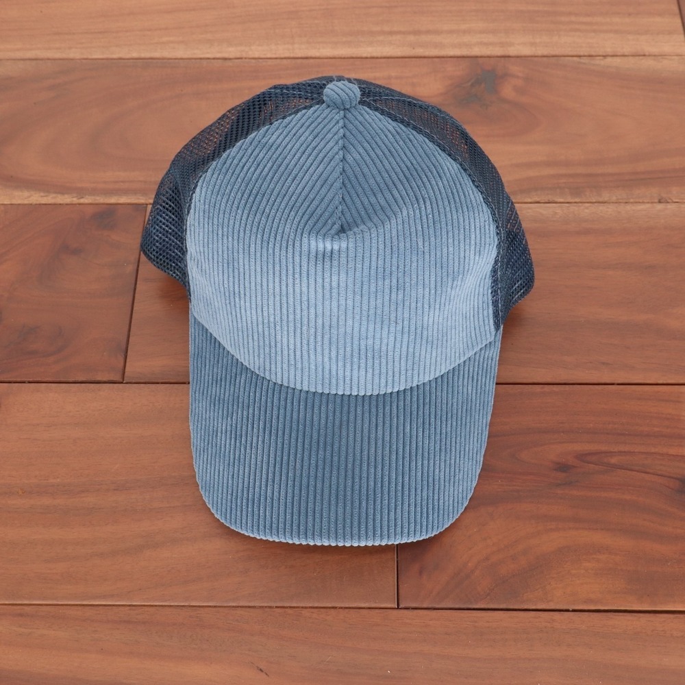 Free People Trucker Hat Women OS Blue Cohen Cord Curved Brim Adjustable Snapback - Picture 3 of 9